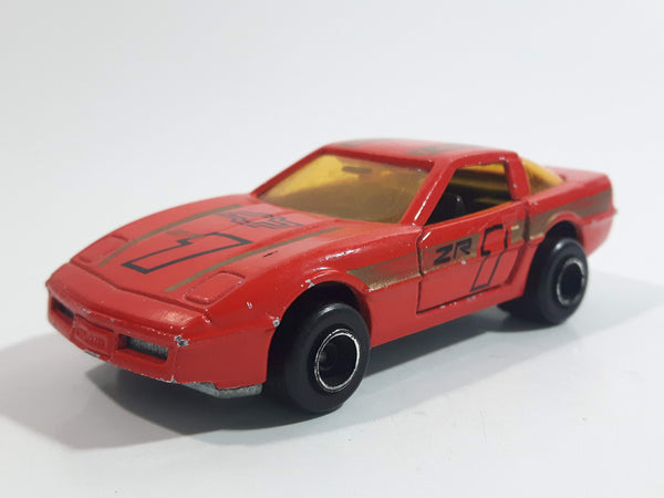 Vintage Majorette Chevrolet Corvette ZR-1 No. 215 & 268 Red Die Cast Toy Car Vehicle Opening Doors 1/57 Scale Made in France