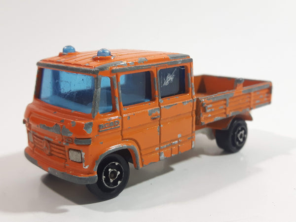 Vintage 1980s Majorette No. 233 Mercedes TraX Publics Truck Orange 1/70 Scale Die Cast Toy Car Vehicle