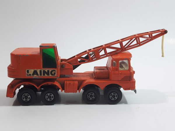 Vintage 1971 Lesney Matchbox Super Kings No. K-12 Scammell Mobile Crane Truck Laing Orange Die Cast Toy Car Vehicle