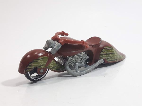 2007 Hot Wheels Camouflage W-Oozie Motorcycle Flat Brown Die Cast Toy Car Vehicle