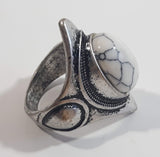 White Howlite Gemstone Sterling Silver Tone Ring