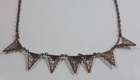 Black Enamel Triangle 20" Long Copper Tone Metal Chain Necklace