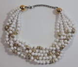 Multi Layered Faux White Pearl 14" Long Choker Necklace Costume Jewelry