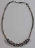 Hollow Tube Ornate Design 18" Long Metal Choker Necklace