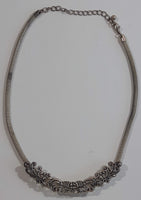 Hollow Tube Ornate Design 18" Long Metal Choker Necklace