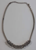 Hollow Tube Ornate Design 18" Long Metal Choker Necklace