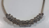 Hollow Tube Ornate Design 18" Long Metal Choker Necklace