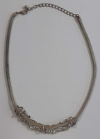 Hollow Tube Ornate Design 18" Long Metal Choker Necklace