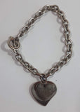 Double Heart Tag Pendant 2 3/8" Diameter Chain Bracelet