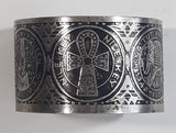 Nile Key Egyptian Kings and Queens Timeline Engraved Metal Bracelet