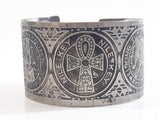 Nile Key Egyptian Kings and Queens Timeline Engraved Metal Bracelet