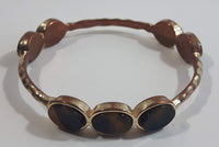 Faux Tiger Eye Oval Inlaid Silver Tone Metal Bracelet