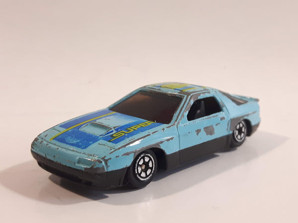 Yatming No. 807 Mazda RX-7 Turbo Super 8 Light Blue Die Cast Toy Car Vehicle