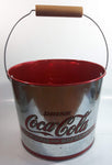 Drink Coca-Cola Delicious and Refreshing Galvanized Metal Ice Bucket Pail with Wooden Handle