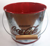 Drink Coca-Cola Delicious and Refreshing Galvanized Metal Ice Bucket Pail with Wooden Handle