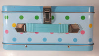 2010 Dots Candy Snack Embossed Light Blue Tin Metal Lunch Box