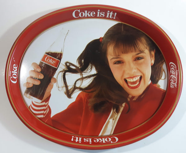 Vintage 1982 Coca-Cola Coke is it! Enjoy Coke Kim Christmas Tray Canadian Edition Metal Beverage Serving Tray