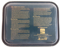 Vintage 1980 Coca-Cola Limited Edition Alberta 75th Anniversary 75th Normandeau Cup Red Deer, Alberta Green Metal Beverage Tray