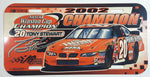 2002 Joe Gibbs Racing NASCAR Winston Cup Champion #20 Tony Stewart Pontiac Grand Prix The Home Depot Plastic Vehicle License Plate Tag