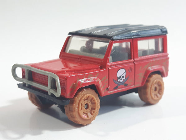 2007 Matchbox Pirate Island Land Rover 90 Red and Black Die Cast Toy Car Vehicle