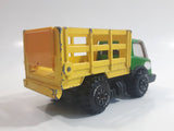 Vintage Tonka Farm Livestock Truck Green and Yellow Pressed Steel Toy Car Vehicle with Opening Rear Gate Made in Japan