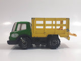 Vintage Tonka Farm Livestock Truck Green and Yellow Pressed Steel Toy Car Vehicle with Opening Rear Gate Made in Japan