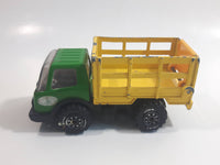 Vintage Tonka Farm Livestock Truck Green and Yellow Pressed Steel Toy Car Vehicle with Opening Rear Gate Made in Japan