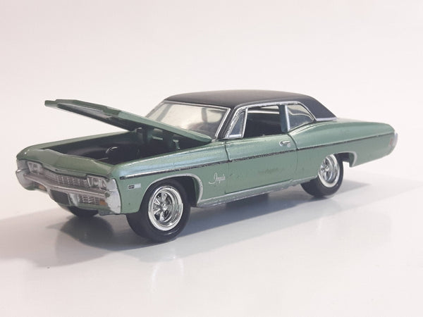 Johnny Lightning Muscle Cars No. 942 1968 Chevy Impala Satin Mint Green with Black Roof Die Cast Toy Car Vehicle with Opening Hood