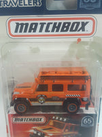 2018 Matchbox 65th Anniversary Globe Travelers Land Rover Defender 110 Orange Die Cast Toy Car Vehicle New in Package