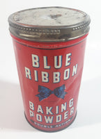 Vintage Blue Ribbon Double Action Baking Powder 16 oz. Red Tin Metal Canister with Lid