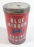 Vintage Blue Ribbon Double Action Baking Powder 16 oz. Red Tin Metal Canister with Lid