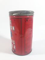 Vintage Blue Ribbon Double Action Baking Powder 16 oz. Red Tin Metal Canister with Lid