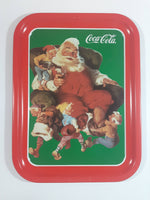 1990 Coca-Cola Coke "Santa With Elves" 1960 Christmas Print Ad Metal Beverage Tray