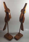 Pair of Vintage June, 1971 Wood Bird Sculptures 15 1/2" Tall Signed