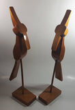 Pair of Vintage June, 1971 Wood Bird Sculptures 15 1/2" Tall Signed