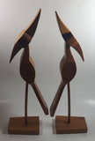 Pair of Vintage June, 1971 Wood Bird Sculptures 15 1/2" Tall Signed