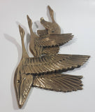 Vintage Canadian Geese Goose Flock of Birds Brass Metal Wall Decor