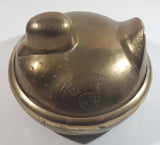 Vintage Solid Brass Engraved Duck Dish with Lid Marked HS 6422