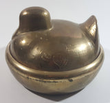 Vintage Solid Brass Engraved Duck Dish with Lid Marked HS 6422