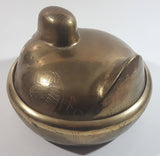 Vintage Solid Brass Engraved Duck Dish with Lid Marked HS 6422