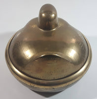 Vintage Solid Brass Engraved Duck Dish with Lid Marked HS 6422