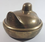 Vintage Solid Brass Engraved Duck Dish with Lid Marked HS 6422