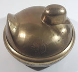 Vintage Solid Brass Engraved Duck Dish with Lid Marked HS 6422