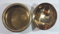 Vintage Solid Brass Engraved Duck Dish with Lid Marked HS 6422