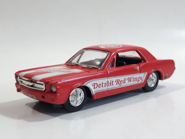 VHTF 1999 ERTL RC2 1964 Ford Mustang NHL Detroit Red Wings Ice Hockey Team Red and White Die Cast Toy Car Vehicle with Opening Hood and Rubber Tires