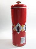 Pause For Coke Coca-Cola 9 1/4" Tall Red Embossed Tin Metal Straw Holder Container with Wood Handle Lid