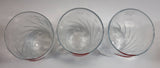 2003-2004 Rare Pepsi Red & Blue Painted Raised Relief Swirl 6" Glass Cup Made by Rastal of Germany Set of 3