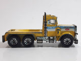 1990 Matchbox MOTOR-CITY Construction Peterbilt Cement Mixer Semi Tractor Truck Yellow 1/80 Scale Die Cast Toy Rig Vehicle