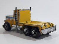 1990 Matchbox MOTOR-CITY Construction Peterbilt Cement Mixer Semi Tractor Truck Yellow 1/80 Scale Die Cast Toy Rig Vehicle