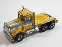 1990 Matchbox MOTOR-CITY Construction Peterbilt Cement Mixer Semi Tractor Truck Yellow 1/80 Scale Die Cast Toy Rig Vehicle